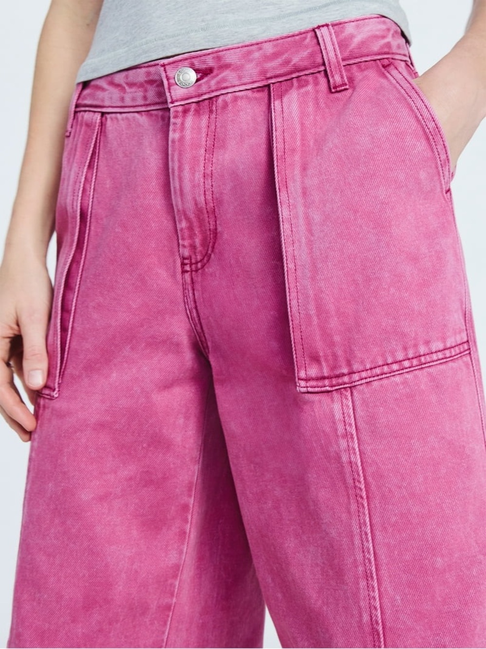 Brand New Scoop Pink Slouchy Wide Leg Jeans Utility Pockets size 6